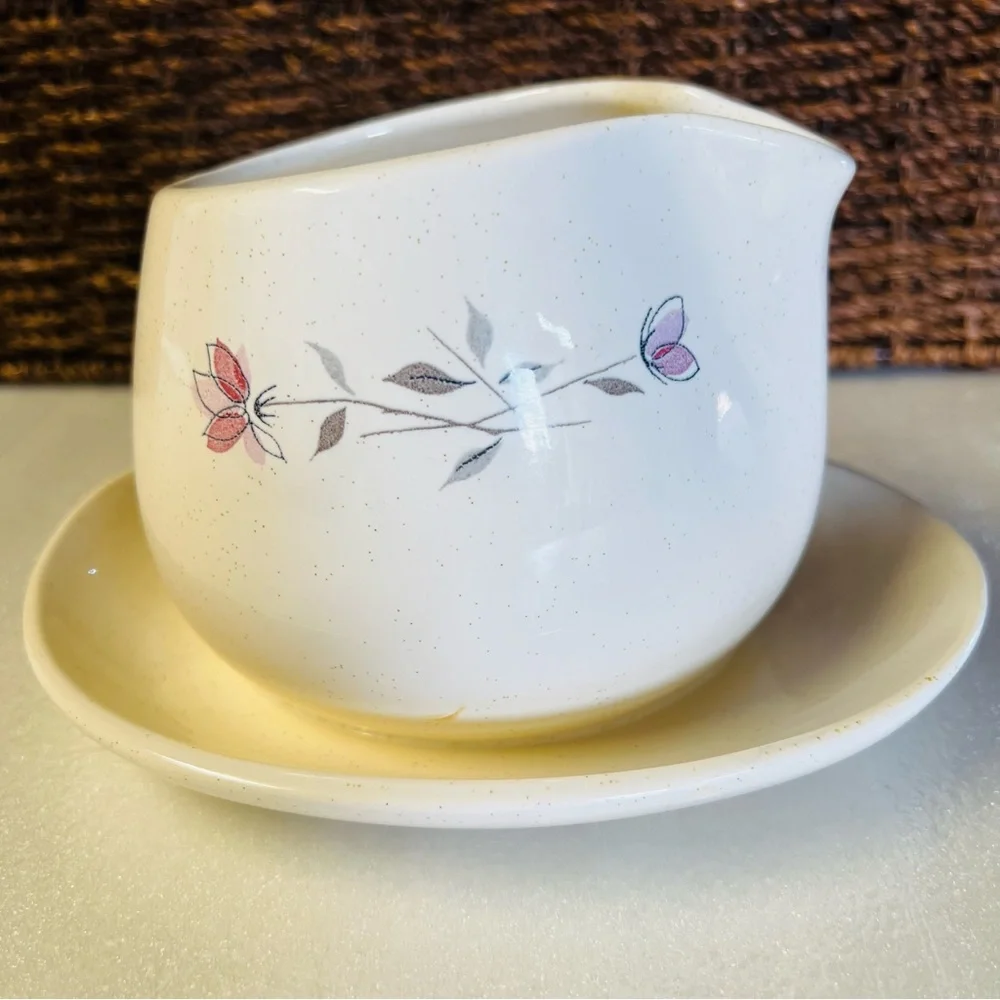 Franciscan Duet Pattern Vintage Gravy Boat Bowl With Under-plate Earthenware